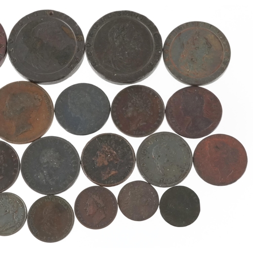 2162 - 18th and 19th century bronze coinage including Cartwheel twopence pieces, pennies, half pennies and ... 