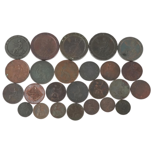 2162 - 18th and 19th century bronze coinage including Cartwheel twopence pieces, pennies, half pennies and ... 