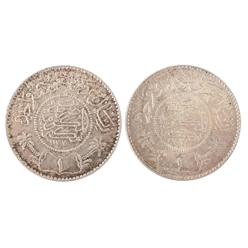 2139 - Two 1951 Saudi Arabia silver on riyal coins