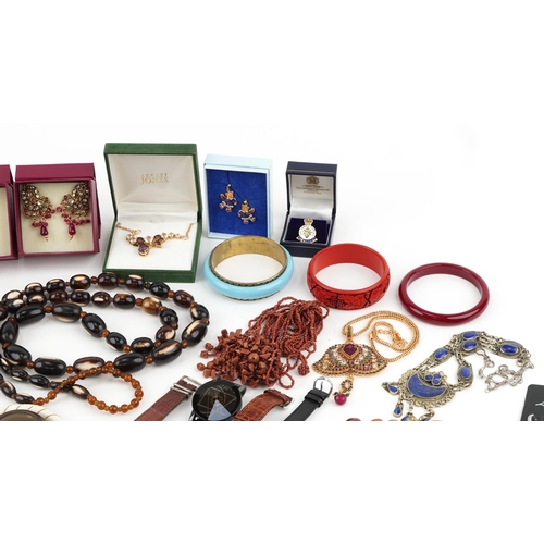 3397 - Vintage and later jewellery and wristwatches including brooches, necklaces and bangles