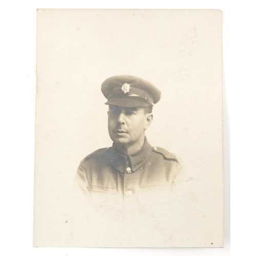 2501 - British military World War I medal pair with cap badges and photograph awarded to 161690 PTE.H.J.TYL... 