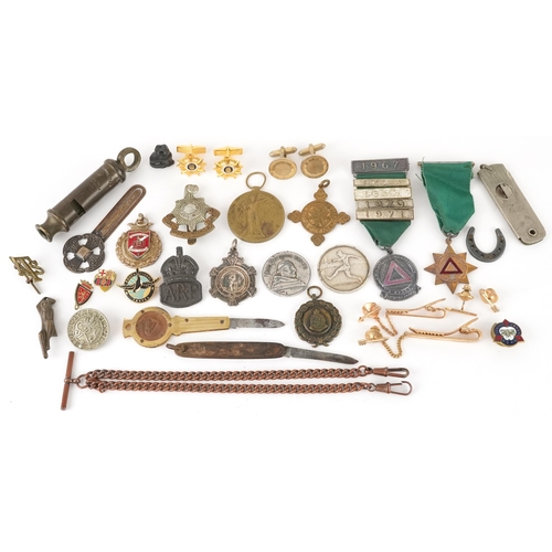 2552 - Militaria, jewels and cufflinks including World War I War medal awarded to 2332 PTE.E.F.BAKER.R.A.M.... 