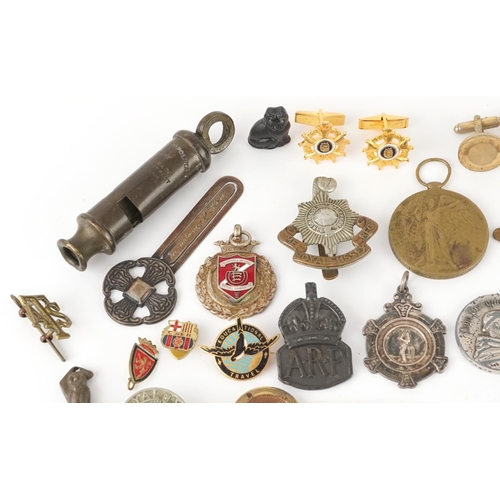 2552 - Militaria, jewels and cufflinks including World War I War medal awarded to 2332 PTE.E.F.BAKER.R.A.M.... 