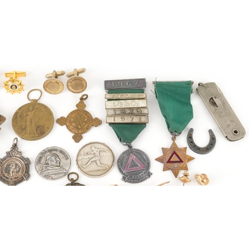 2552 - Militaria, jewels and cufflinks including World War I War medal awarded to 2332 PTE.E.F.BAKER.R.A.M.... 