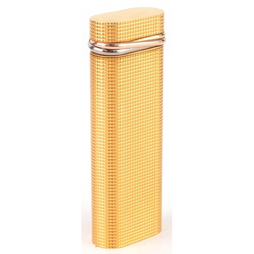 170 - Must de Cartier, gold plated engine turned pocket lighter with box and certificate, 7cm high