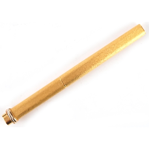 175 - Les Must de Cartier, gold plated bark design ballpoint pen with box and certificate numbered 373911