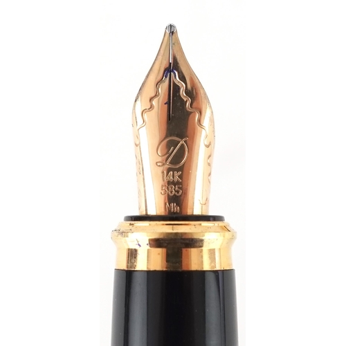 176 - S T Dupont fountain pen with 14k gold nib retailed by Asprey, with box and paperwork