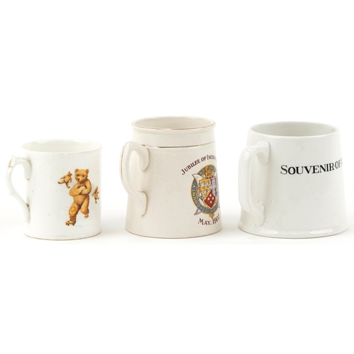 1154 - Three early 20th century and later souvenir cups including Souvenir of Ashdown Forest Pageant 1929 b... 