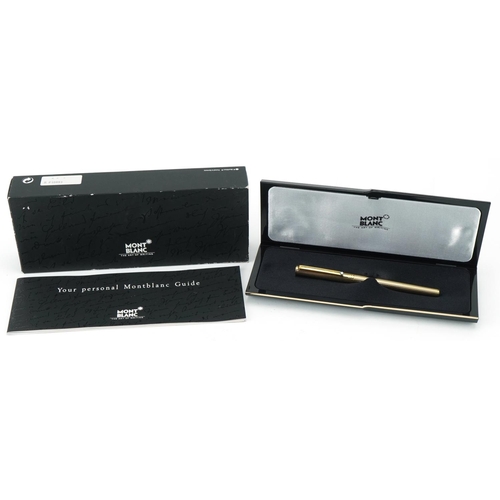 166 - Montblanc gold plated fountain pen engraved American Express Bank, London, with box and personal Mon... 