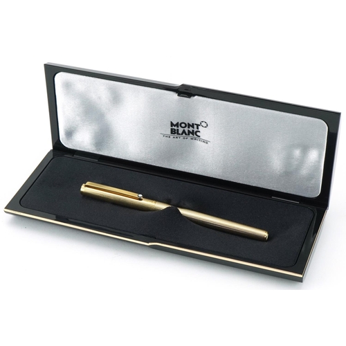 166 - Montblanc gold plated fountain pen engraved American Express Bank, London, with box and personal Mon... 