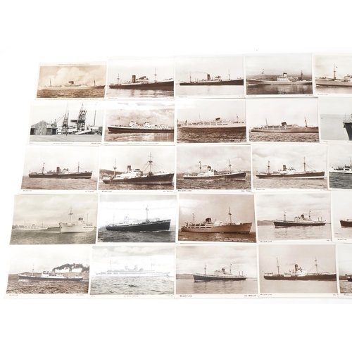 2448 - Naval interest black and white postcards, some photographic, including The Union Castle Royal Mail S... 