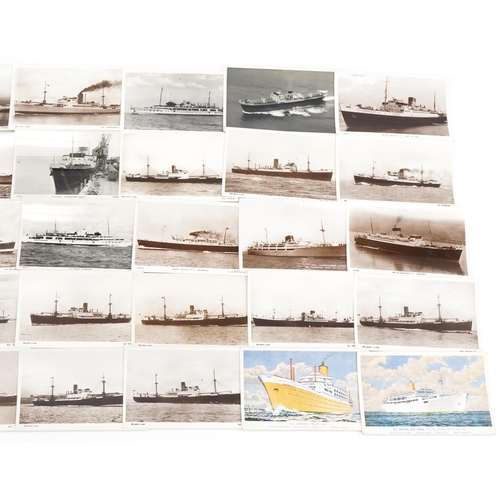 2448 - Naval interest black and white postcards, some photographic, including The Union Castle Royal Mail S... 