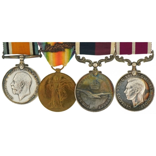 2489 - British military World War I medal group with bar, 134699.SGT.H.HASTIE.R.A.F and Meritorious Service... 