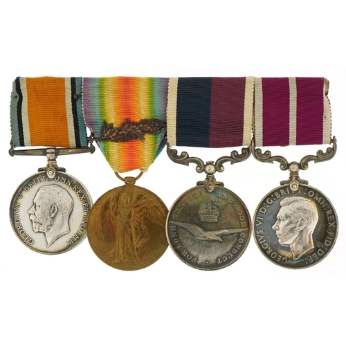 2489 - British military World War I medal group with bar, 134699.SGT.H.HASTIE.R.A.F and Meritorious Service... 