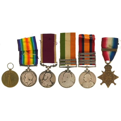 2490 - British military World War I medals including South Africa medal with Relief of Kimberley, Paardeber... 