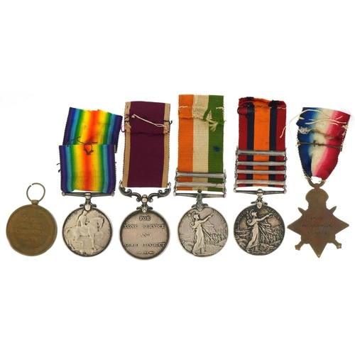 2490 - British military World War I medals including South Africa medal with Relief of Kimberley, Paardeber... 