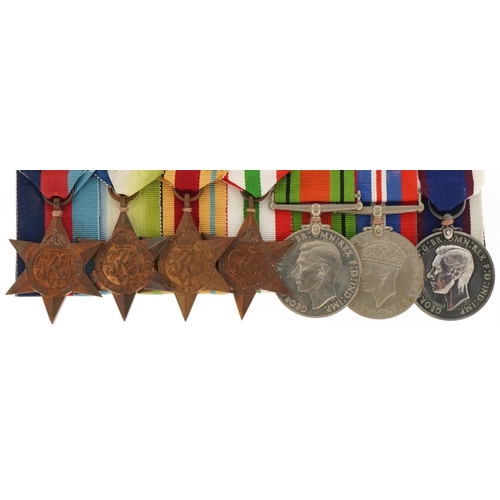 2517 - British military World War II medal group with bar including Royal Naval Good Conduct medal awarded ... 