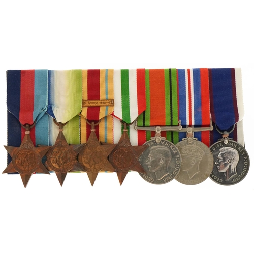 2517 - British military World War II medal group with bar including Royal Naval Good Conduct medal awarded ... 