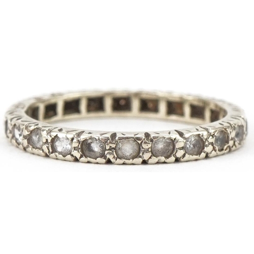 3049 - 9ct gold and diamond eternity ring, size N, 2.2g