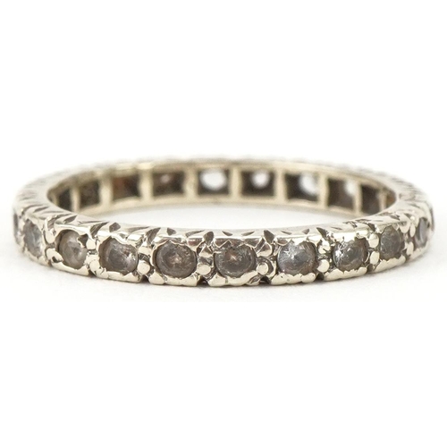 3049 - 9ct gold and diamond eternity ring, size N, 2.2g