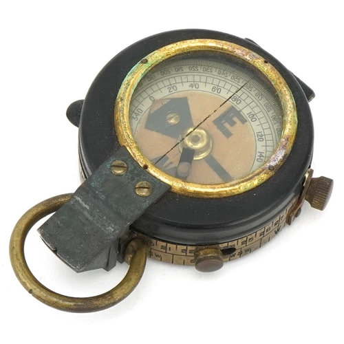 2675 - World War I military prismatic marching compass, probably by Ross Ltd, London, with original bronzed... 