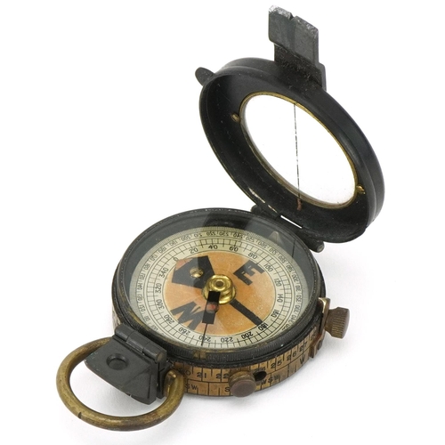 2675 - World War I military prismatic marching compass, probably by Ross Ltd, London, with original bronzed... 