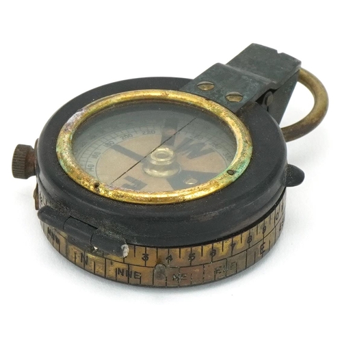 2675 - World War I military prismatic marching compass, probably by Ross Ltd, London, with original bronzed... 