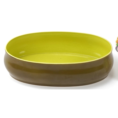 1161 - Beswick pottery triangular bowl, 17cm wide together with a Beswick green glazed serving dish, 35cm i... 