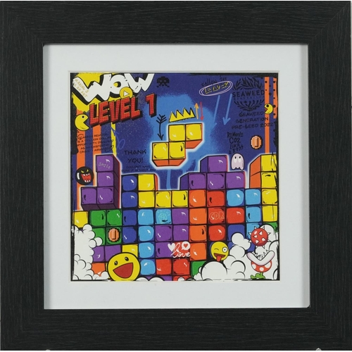 3587 - Tetris contemporary art for Seaweed Generation Company dated 2022, framed, 19cm x 19cm