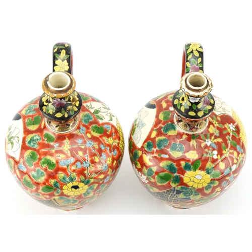  Pair of late 19th century Austro Hungarian Fischer J. pottery ewers with hand painted floral decorat... 