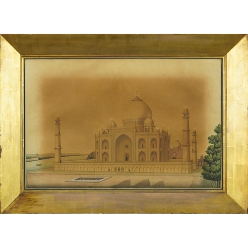 3548 - The Taj Mahal, late 19th century hand coloured lithograph within a gilt moulded frame, 53cm x 35cm