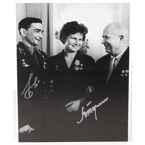 2428 - Signed black and white photograph of Valentina Tereshkova and Valery Bykovsky together with an assoc... 