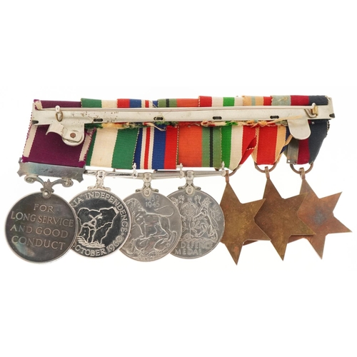 2516 - British military World War II medal group with bar including The Africa Star and Long Service & Good... 