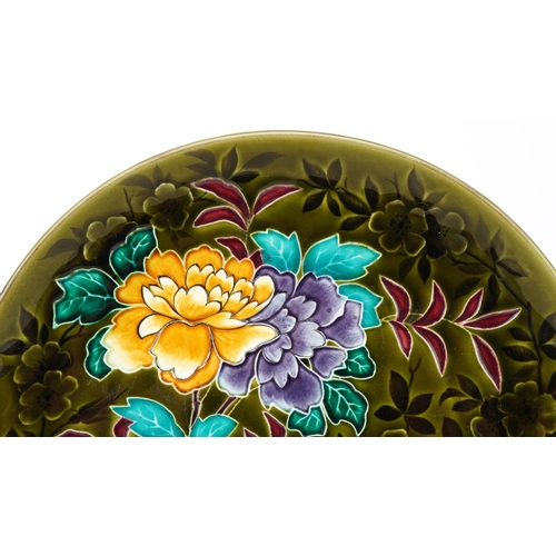 263 - Late 19th century Austrian Art Nouveau pottery wall plaque with floral decoration, detailed 516 to t... 