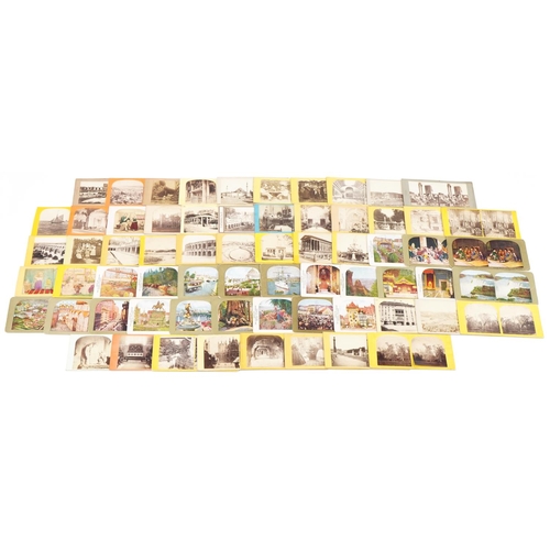 2446 - Group of approximately sixty five stereoscopic viewing cards, predominantly continental city scenes ... 