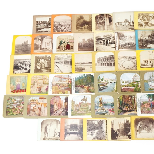 2446 - Group of approximately sixty five stereoscopic viewing cards, predominantly continental city scenes ... 