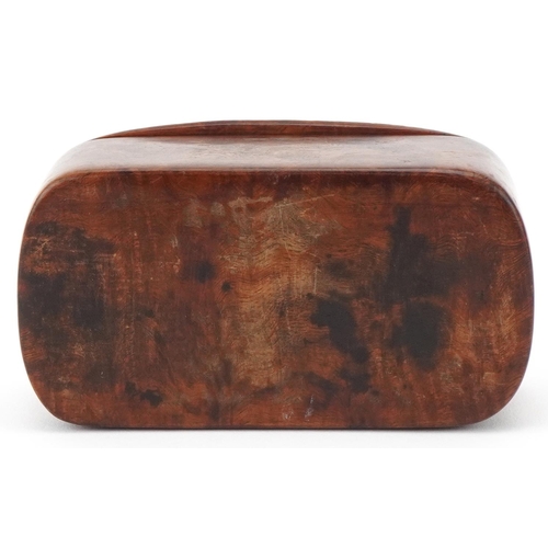 289 - Early 19th century burr walnut table snuff box of curved rectangular form, 14cm H x 10cm W x 6cm D