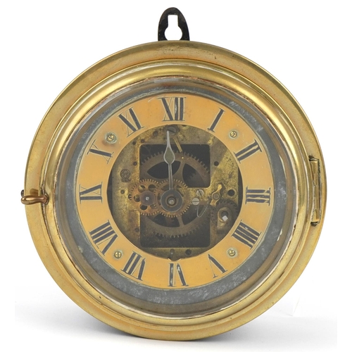 191 - Late 19th century American brass cased ships clock with roman numerals, detailed ST USA, possibly by... 