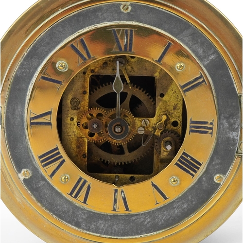 191 - Late 19th century American brass cased ships clock with roman numerals, detailed ST USA, possibly by... 