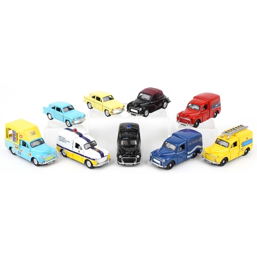 2046 - Collection of nine Saico diecast models including a Police dog patrol van and an ice cream vase