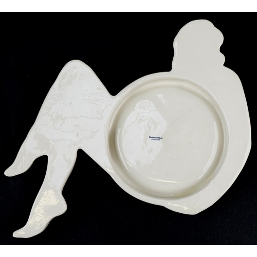 309 - Carlton Ware white glazed ceramic mirror figured as Marilyn Monroe, 33cm wide (mirror loose)