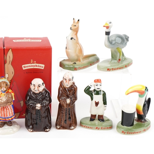 520 - Five Carlton Ware My Good, My Guinness ceramic figures including tortoise, kangaroo, toucan, a man a... 