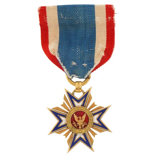 2572 - American Military interest Order of the Royal Legion Veterans Mollus gold and enamel medal with ribb... 