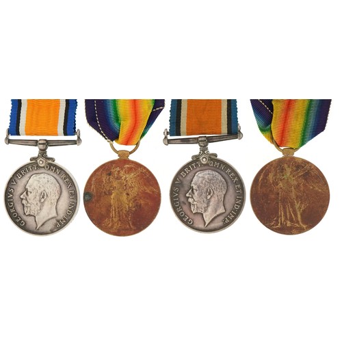 2492 - Two British military World War I medal pairs awarded to 204950 PTE.C.ABBEY.MIDDX R and 5542  PTE.WR.... 