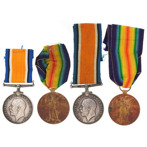 2492 - Two British military World War I medal pairs awarded to 204950 PTE.C.ABBEY.MIDDX R and 5542  PTE.WR.... 