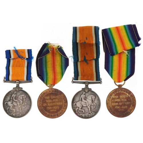 2492 - Two British military World War I medal pairs awarded to 204950 PTE.C.ABBEY.MIDDX R and 5542  PTE.WR.... 