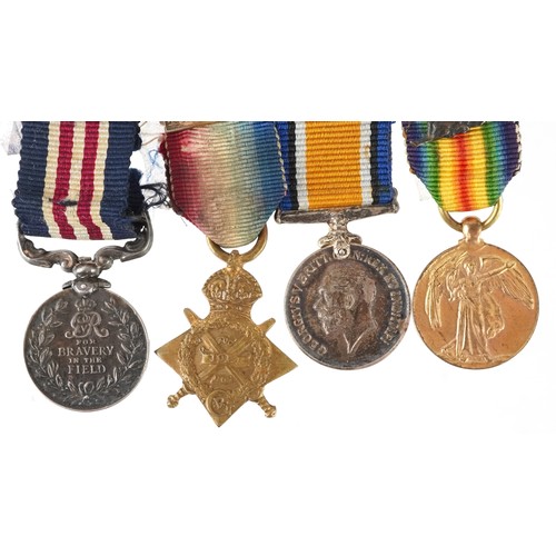 2509 - British military World War I dress medal group with bar including Bravery in the Field, Mentioned in... 