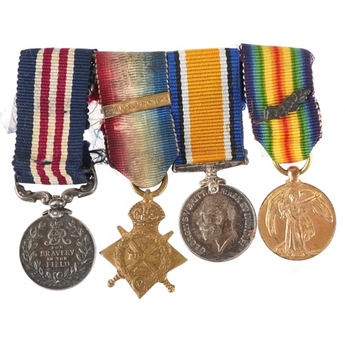 2509 - British military World War I dress medal group with bar including Bravery in the Field, Mentioned in... 