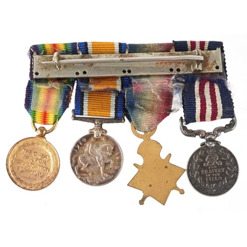 2509 - British military World War I dress medal group with bar including Bravery in the Field, Mentioned in... 