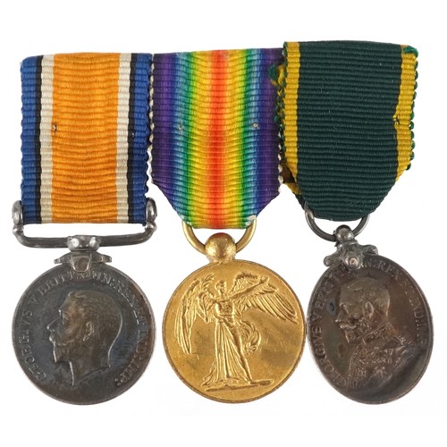 2512 - British military World War I dress medal group with bar including Territorial Efficiency medal